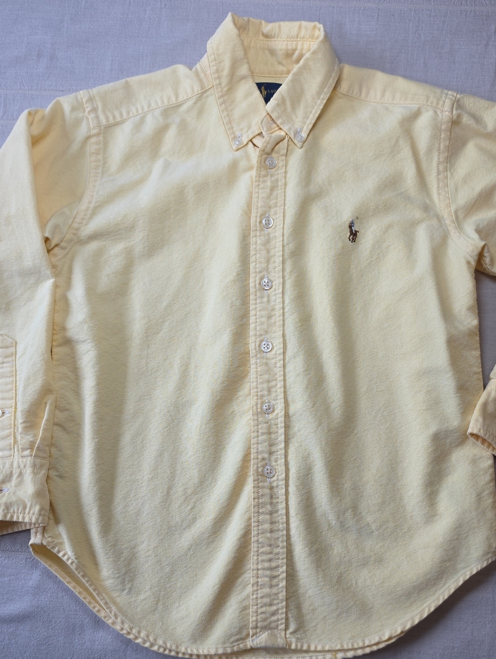 Ralph Lauren Classic Button-Down Oxford Shirt - Pale Yellow Boys Size 8